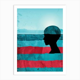 Man'S Head In The Water Art Print