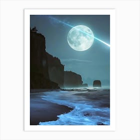 Full Moon Over The Ocean 14 Art Print