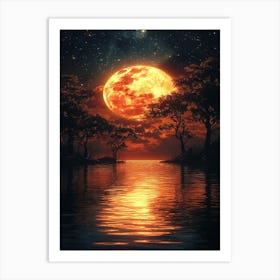 Full Moon Over Water 22 Art Print