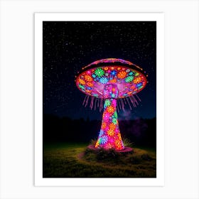 Mushroom At Night 1 Art Print