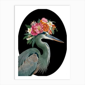 Bird With A Flower Crown Green Heron 2 Art Print