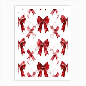 Dark Red Bows 1 Pattern Art Print