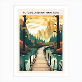 Plitvice Lakes National Park Midcentury Travel Poster Art Print