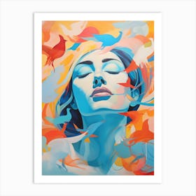 Woman With Birds 3 Art Print