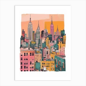 Manhattan New York Colourful Silkscreen Illustration 4 Art Print