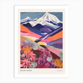 Mount Baker United States 1 Colourful Mountain Illustration Poster Art Print