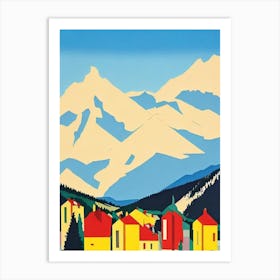 Les Deux Alpes, France Midcentury Vintage Skiing Poster Art Print