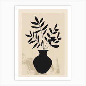 Vase With Leaves 3 Art Print
