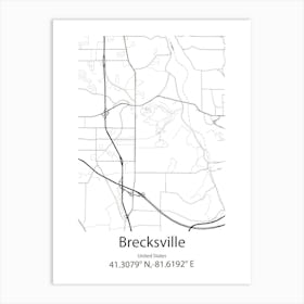 Brecksville,United States Minimalist Map Art Print