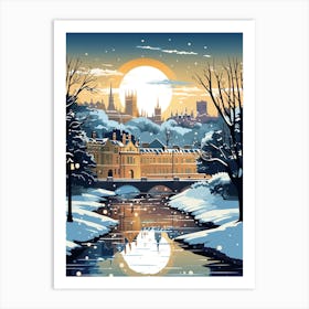 Winter Travel Night Illustration Bath United Kingdom 1 Art Print