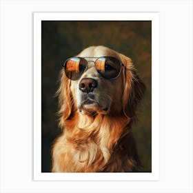 Golden Retriever In Sunglasses. Generated AI. Art Print Art Print