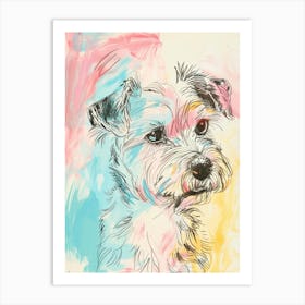 Pastel Cairn Terrier Dog Line Illustration Art Print