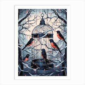 Birdcage In The Winter Forest 4 Art Print