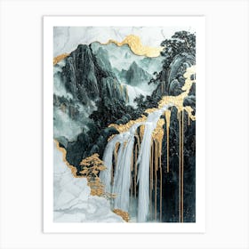 Andes Mountain Range Golden Peaks - Gilded Grandeur Art Print