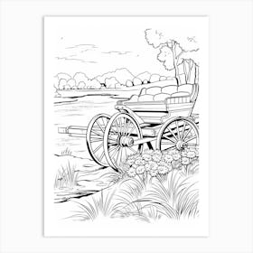 Line Art Inspired By The Hay Wain 2 Art Print