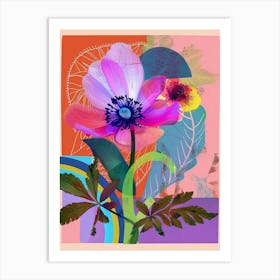 Anemone 3 Neon Flower Collage Art Print