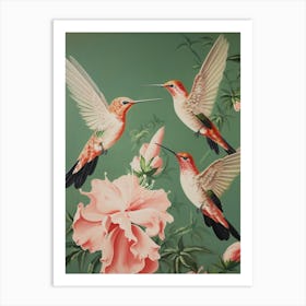 Vintage Japanese Inspired Bird Print Hummingbird 2 Art Print