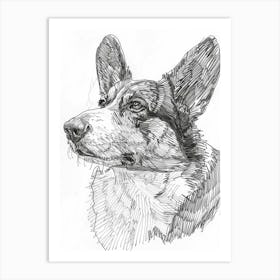 Corgi Dog Line Sketch 2 Art Print