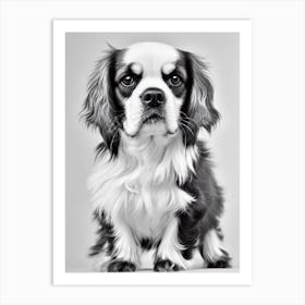 Cavalier King Charles Spaniel B&W Pencil Dog Art Print