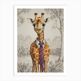 Giraffe In A Tie Art Print