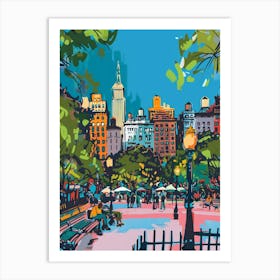 Washington Square Park New York Colourful Silkscreen Illustration 3 Art Print
