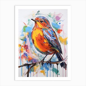 Colourful Bird Painting Robin 4 Art Print
