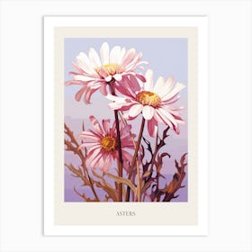 Floral Illustration Asters 1 Poster Art Print