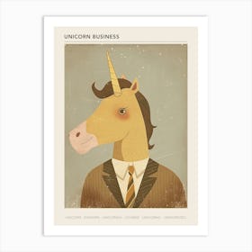 Unicorn In A Suit & Tie Mocha Muted Pastels 1 Poster Art Print