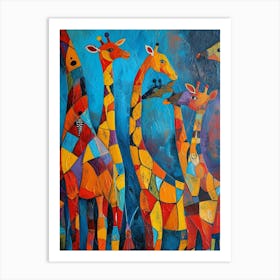 Abstract Geometric Giraffes 1 Art Print