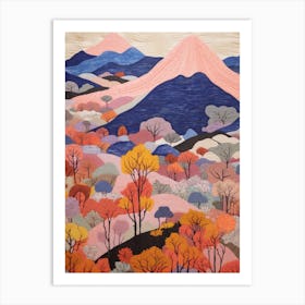 Mount Fuji Japan 4 Colourful Mountain Illustration Art Print