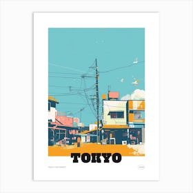 Tsukiji Fish Market Tokyo 3 Colourful Illustration Poster Art Print