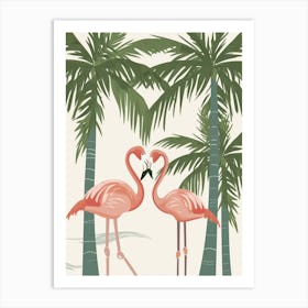 Jamess Flamingo And Coconut Trees Minimalist Illustration 3 Art Print