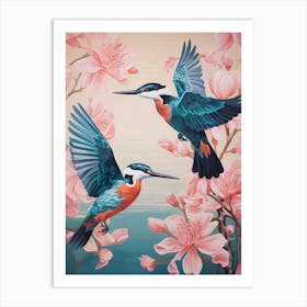 Vintage Japanese Inspired Bird Print Kingfisher 3 Art Print