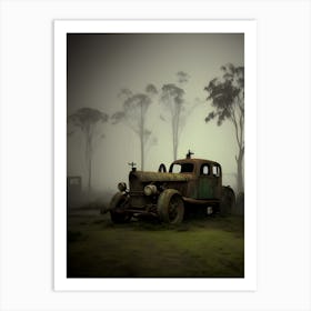 Old Car In The Fog 13 Art Print