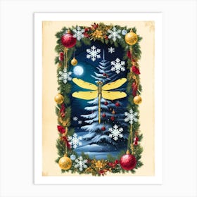 Christmas Dragonfly Art Print