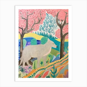 Maximalist Animal Painting Gray Wolf 2 Art Print