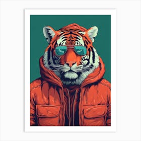 Tiger Illustrations Wearing A Hoodie 5 Art Print