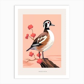 Minimalist Wood Duck 1 Bird Poster Art Print