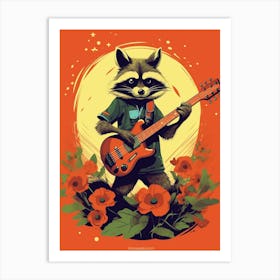 Raccoon With Guitar Illustration 1 Art Print
