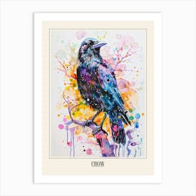 Crow Colourful Watercolour 1 Poster Art Print
