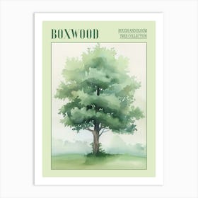 Boxwood Tree Atmospheric Watercolour Painting 1 Poster Art Print
