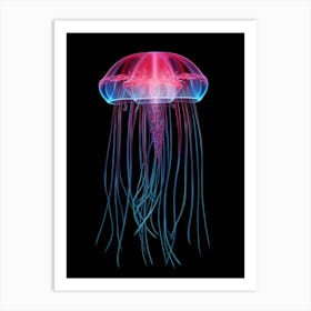 Box Jellyfish Neon Illustration 3 Art Print