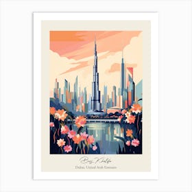 Burj Khalifa   Dubai, United Arab Emirates   Cute Botanical Illustration Travel 2 Poster Art Print