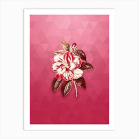 Vintage Japanese Camelia Botanical in Gold on Viva Magenta n.0341 Art Print