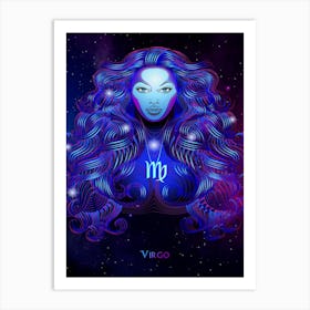 Virgo — Zodiac neon signs Art Print