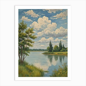 Cloudy Sky Over Lake Art Print