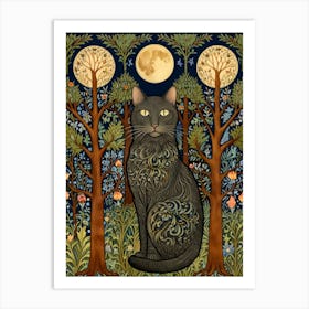 William Morris Cat In The Moonlight 32 Art Print