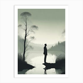 Man Standing By The Water Art Print