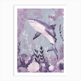 Purple Angel Shark Watercolour Illustration Art Print