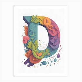 Colorful Letter D Illustration 70 Art Print